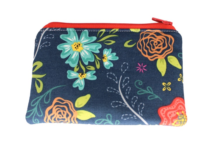 Navy Floral Coin Purse