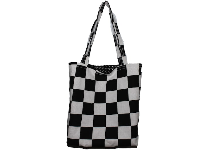 Mini Tote Black and White Checkers