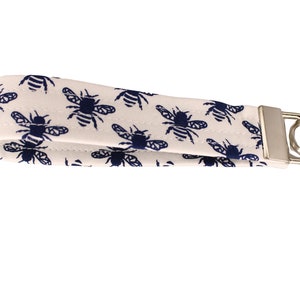 Navy Bee Fabric Keychain