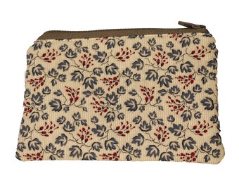 Tan and Red Floral Coin Purse