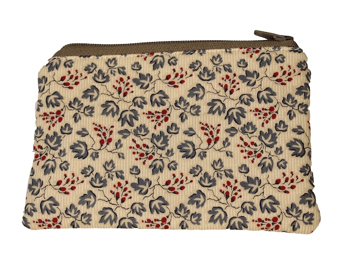 Tan and Red Floral Coin Purse