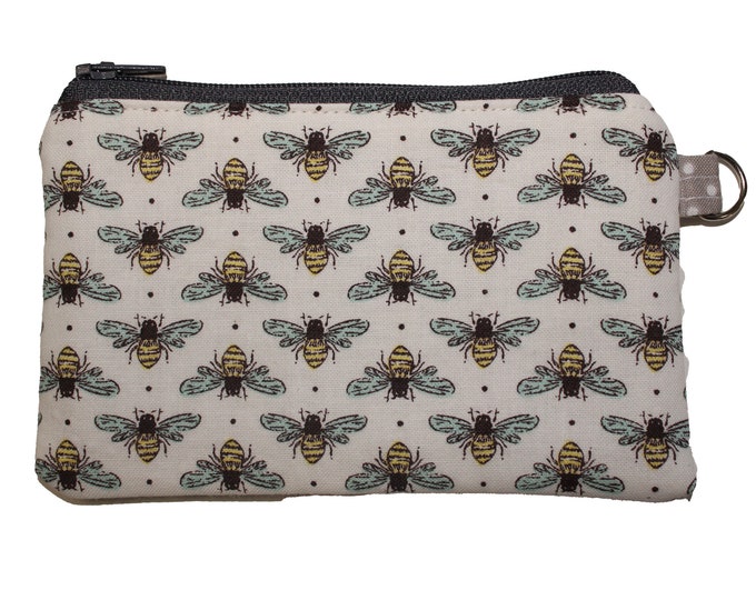 Blue Bees on Cream Coin Purse