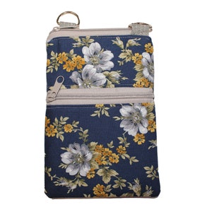 Cellphone Crossbody Purse Navy Floral