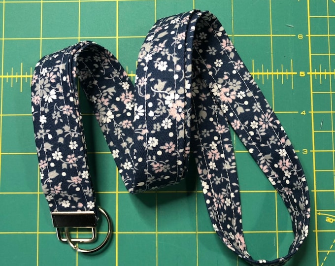 Petite Navy Floral Lanyard