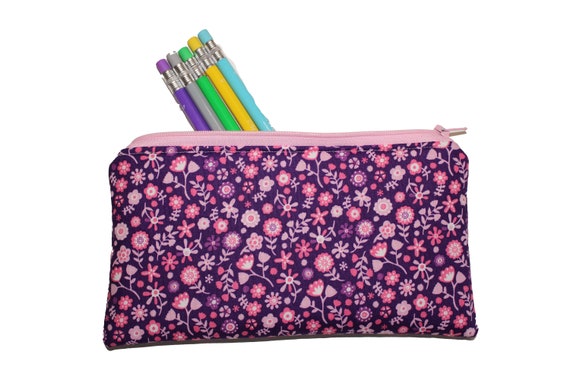 Emily Pencil Pouch Pink and Purple Floral 