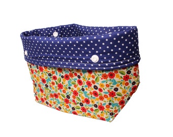 Red and Navy Multi Floral Michele Basket