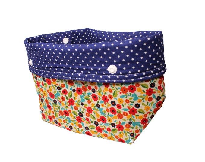 Red and Navy Multi Floral Michele Basket