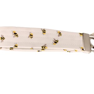 White Bee Fabric Keychain