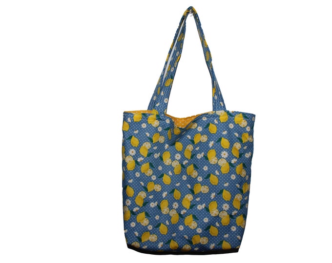 Mini Tote Lemons on Blue