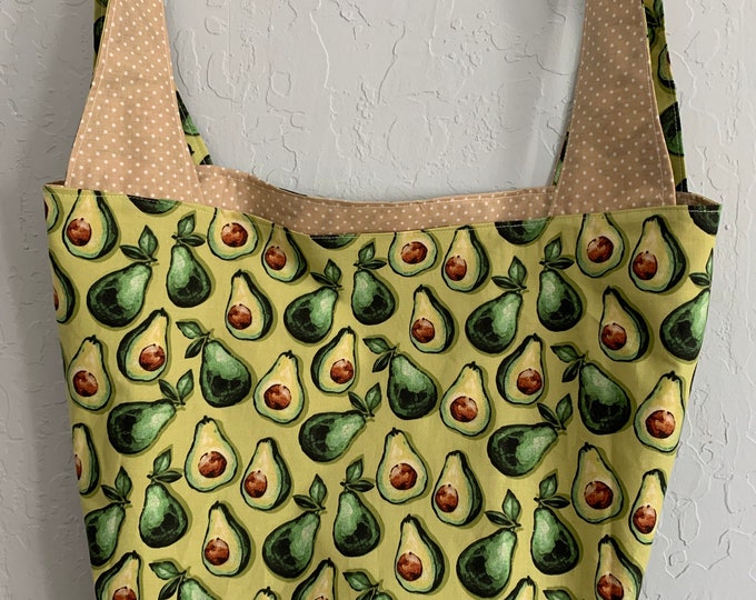 Reversible Avocado Print Market Bag