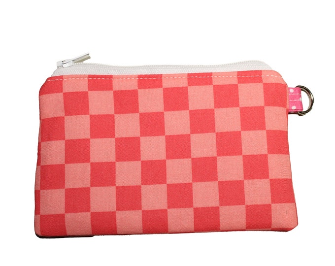 Pink Checkered Coin Purse