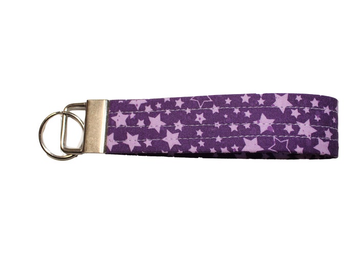 Purple Stars Fabric Keychain