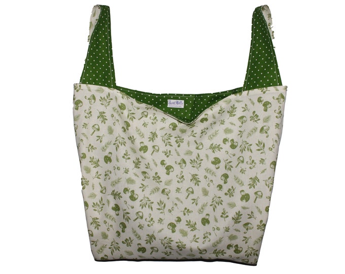 Mushrooms on Cream  Reversible Market Bag