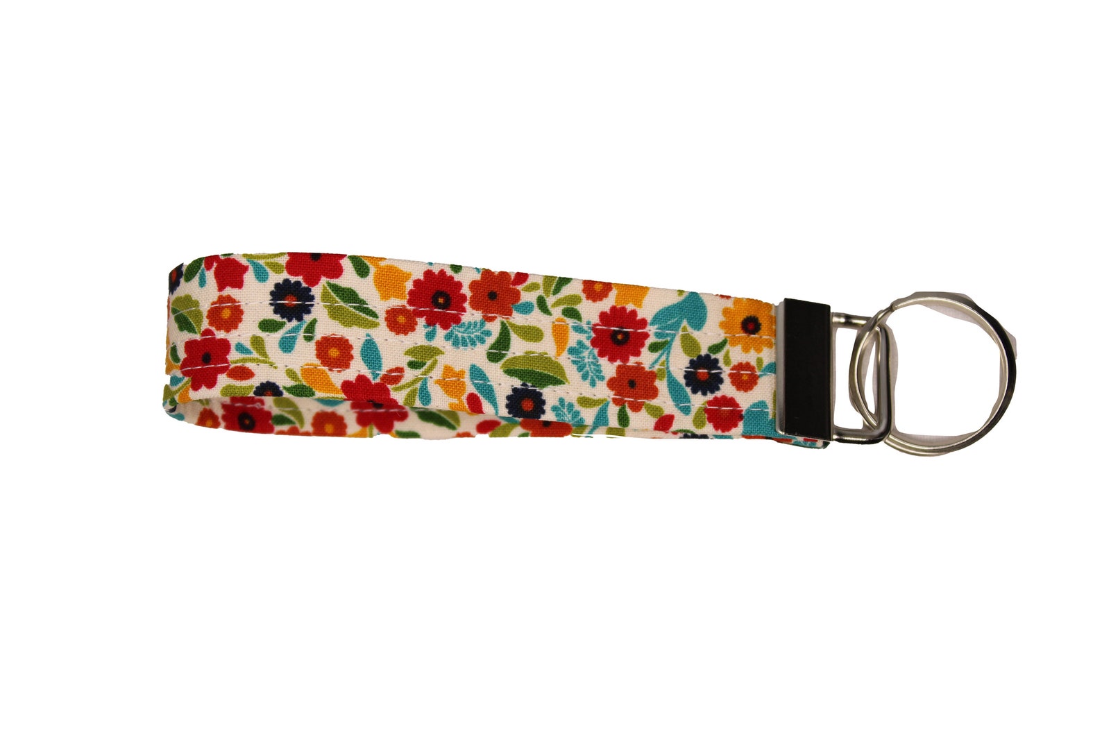 Bright Floral Fabric Keychain - Etsy