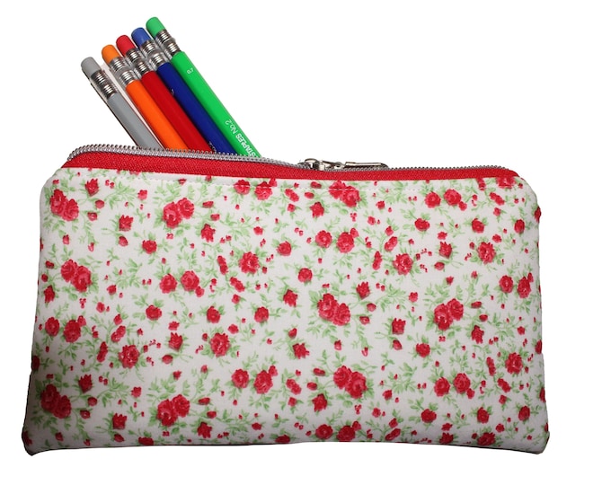 Emily Pencil Pouch Red Floral