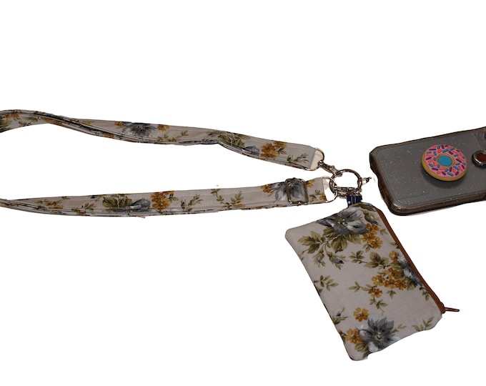 Crossbody Phone Strap Grey Floral