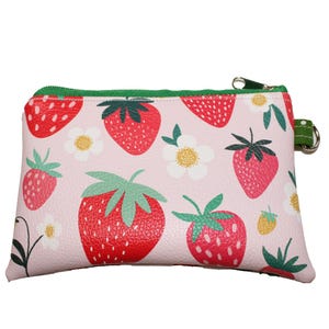 Portemonnee van vinyl met kiezelstenen Strawberry on Pink