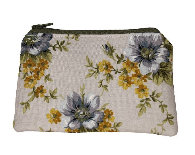 Grey Floral Coin Purse