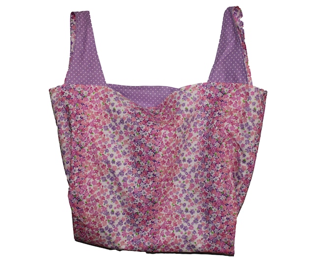 Purple and Pink Floral Reversible Market Bag