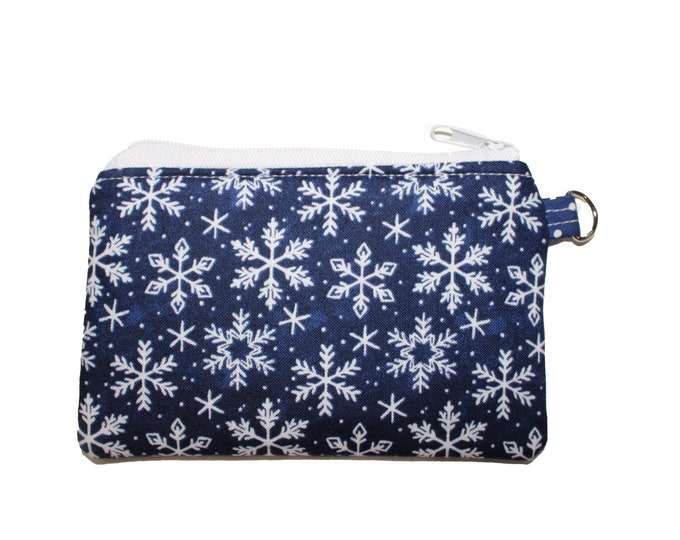 Snowflakes on Blue Coin Purse