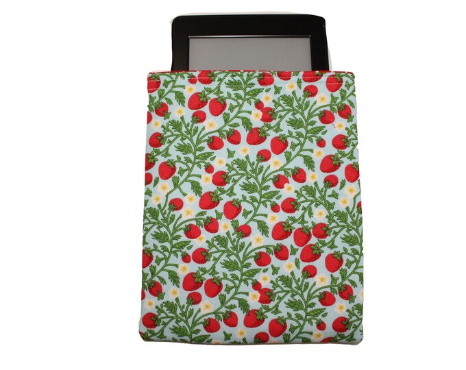 Kindle Slip In Pouch Strawberries on Light Blue