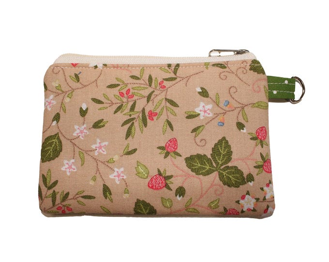 Tan Strawberry Coin Purse