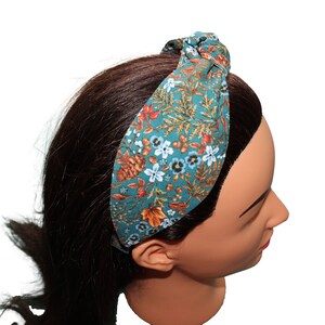 Teal Floral Knotted Headband