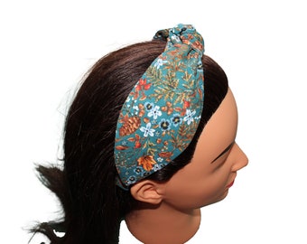 Teal Floral Knotted Headband