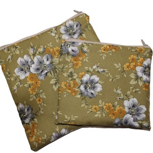 Reusable Snack and Sandwich Bag Olive Green Floral