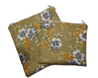 Reusable Snack and Sandwich Bag Olive Green Floral