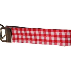 Red Gingham Fabric Keychain
