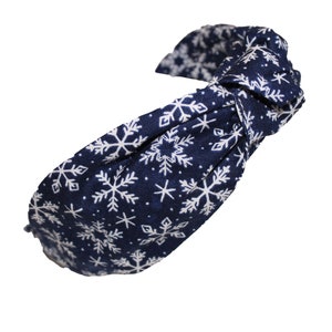 Holiday Knotted Fabric Headband Blue Snowflake