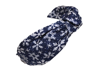 Holiday Knotted Fabric Headband Blue Snowflake