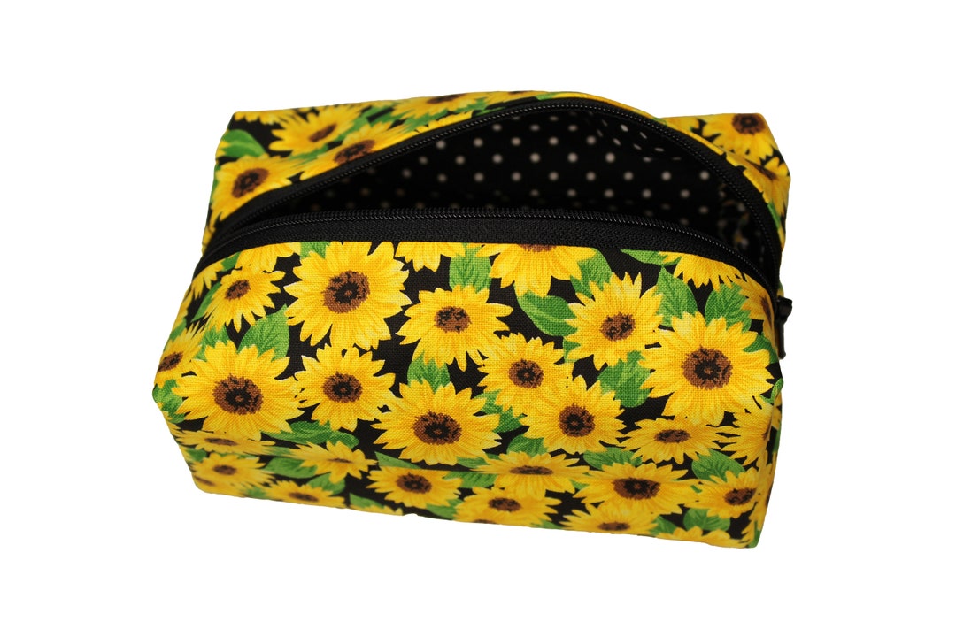 Sunflowers on Black Pouch - Etsy