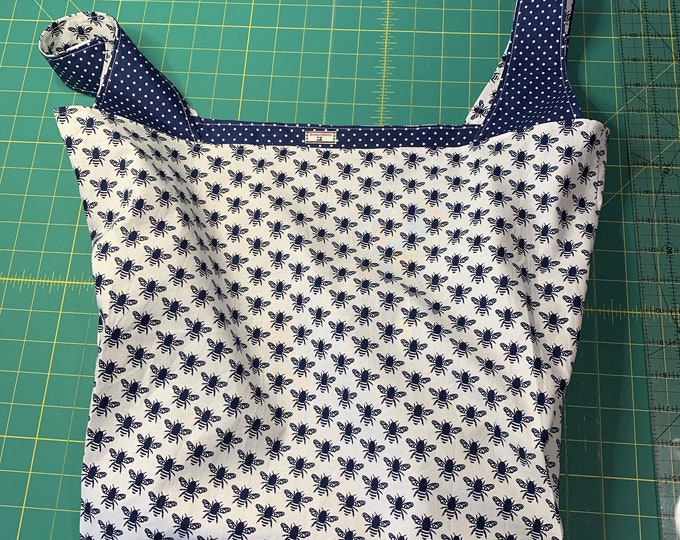 Navy Bee Reversible Market Bag