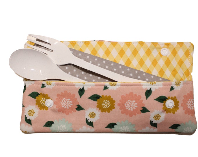 Pink Floral Cutlery Case