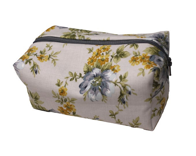 Grey Floral Cosmetic Case