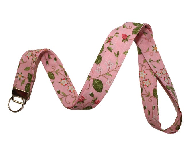 Strawberries on Pink  Lanyard
