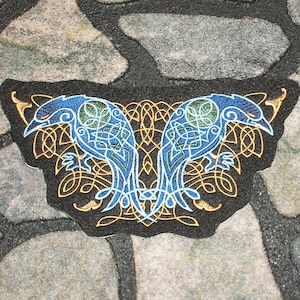 Embroidered Patch / applique - celtic ravens - sew, glue or iron on patch any colors