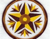PAIR hand towels - Barn Star Pennsylvania Dutch Hex Sign - EMBROIDERED 15 x 25 inch hand towels for kitchen or bath