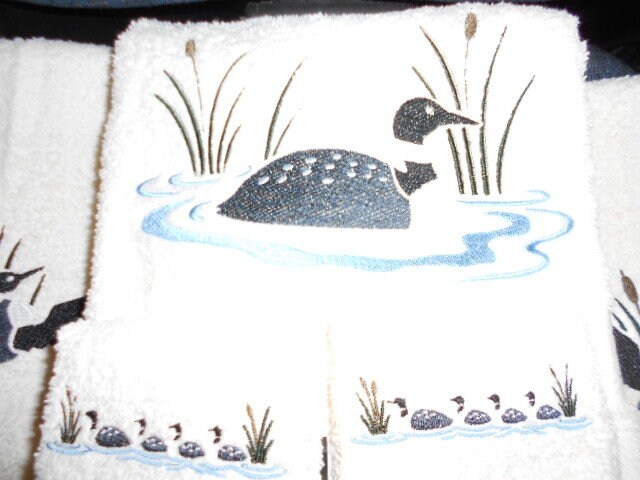 Loon Bathroom Towels 6 Piece Set Embroidered Bath Towels
