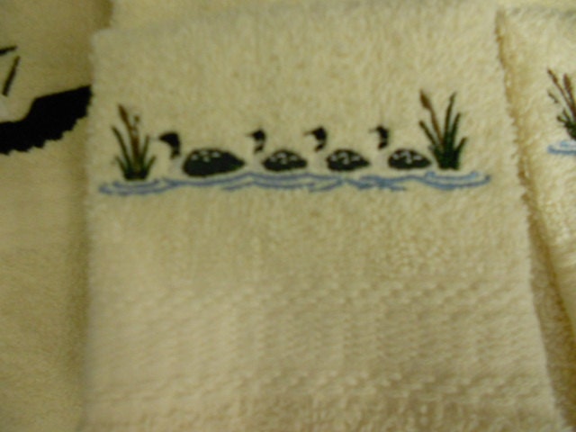 Loon Bathroom Towels 6 Piece Set Embroidered Bath Towels