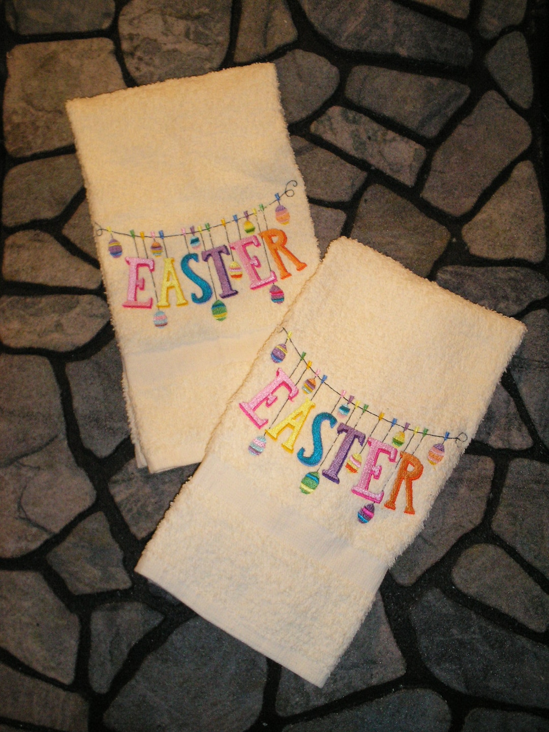 Easter bathroom towels PAIR hand towels easter Clothesline 15 x 25 inch