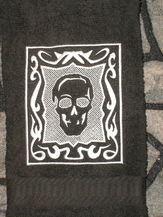 Gothic Skull Embroidery Hand Towel Set