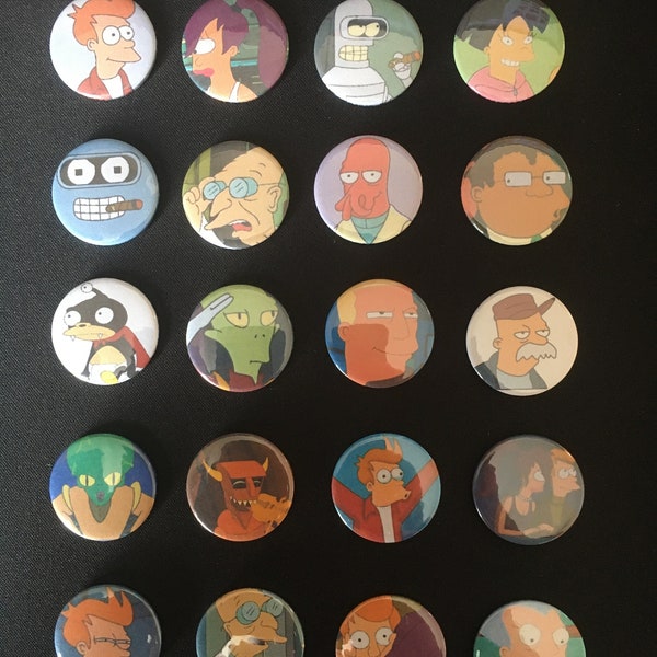 Inspired by Futurama! Button Badges! Pin Badges! 25mm! 38mm! Fry! Bender! Leela! Zoidberg! Amy! Mom! Farnsworth! Hermes!  Birthday!