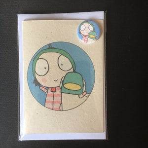 Card! Inspired by Sarah and Duck! Birthday Card! Greetings Card! All Occasions! Button Badge! Pin Badge! 25mm! 38mm!