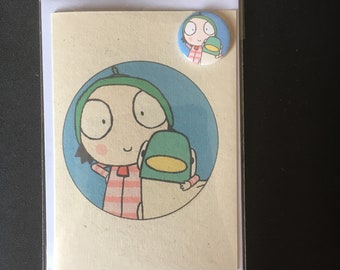 Card! Inspired by Sarah and Duck! Birthday Card! Greetings Card! All Occasions! Button Badge! Pin Badge! 25mm! 38mm!