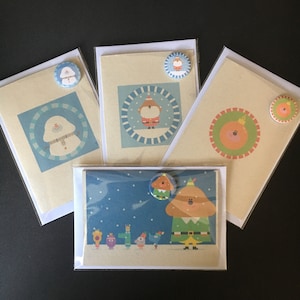 Inspiré par Hé Duggee ! Cartes de Noël ! Cartes ! Noël ! Carte recyclée ! Insigne ! Badge de badge ! 25 mm ! 38 mm !