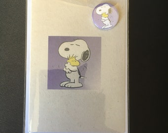 Hand Drawn! Card! Inspired by Snoopy and Woodstock! Valentine's Day! Birthday Card! Greetings Card! All Occasions!  Pin Badge! 25mm! 38mm!