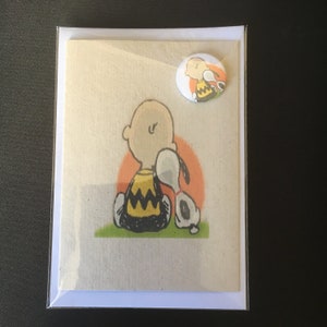 Carte ! Inspiré de Charlie Brown et Snoopy ! Carte d'anniversaire ! Saint-Valentin ! Carte de voeux ! Toutes les occasions ! Insigne de 25 mm ! Insigne 38 mm !!